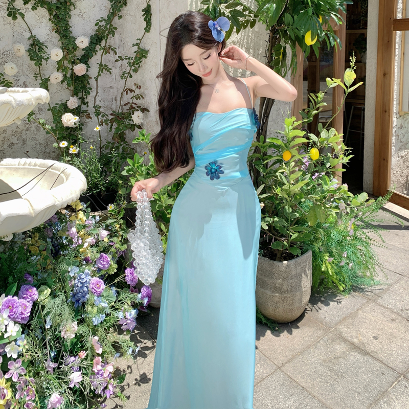 Laurel Whisper Women's Summer Midi Dress with Handmade Flowers and Cinched Waist - Image 2
