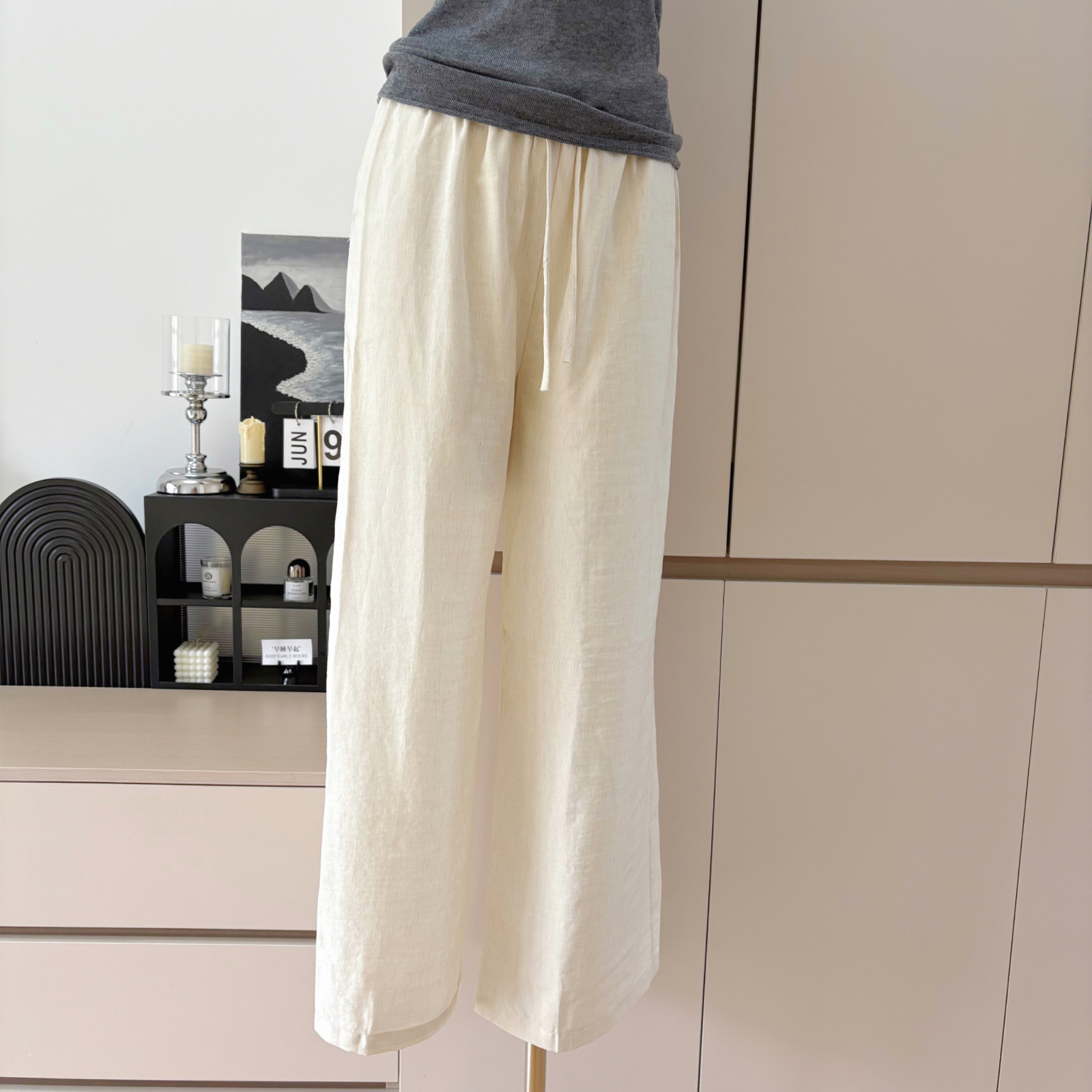 Lightweight Linen Wide-Leg Casual Pants for All Seasons - Image 3