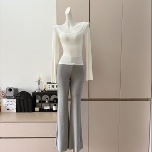 High Waist Flared Knit Yoga Pants for Women All-Season Slimming Leg-Lengthening Casual Pants