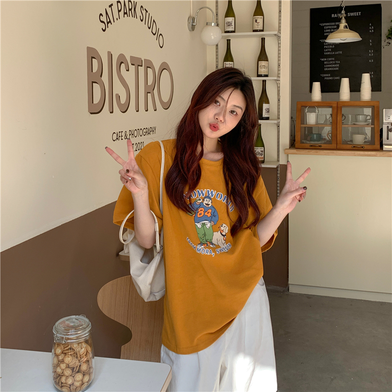 2026 New Hot Drop Shoulder Loose Fit 200g Combed Pure Cotton Back Binding Short Sleeve T-Shirt Print - Image 4