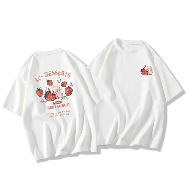 100% Cotton Short Sleeve Cartoon Print Loose Plus Size Oversize T-Shirt for Women Summer 2026 Korean Style - Image 5