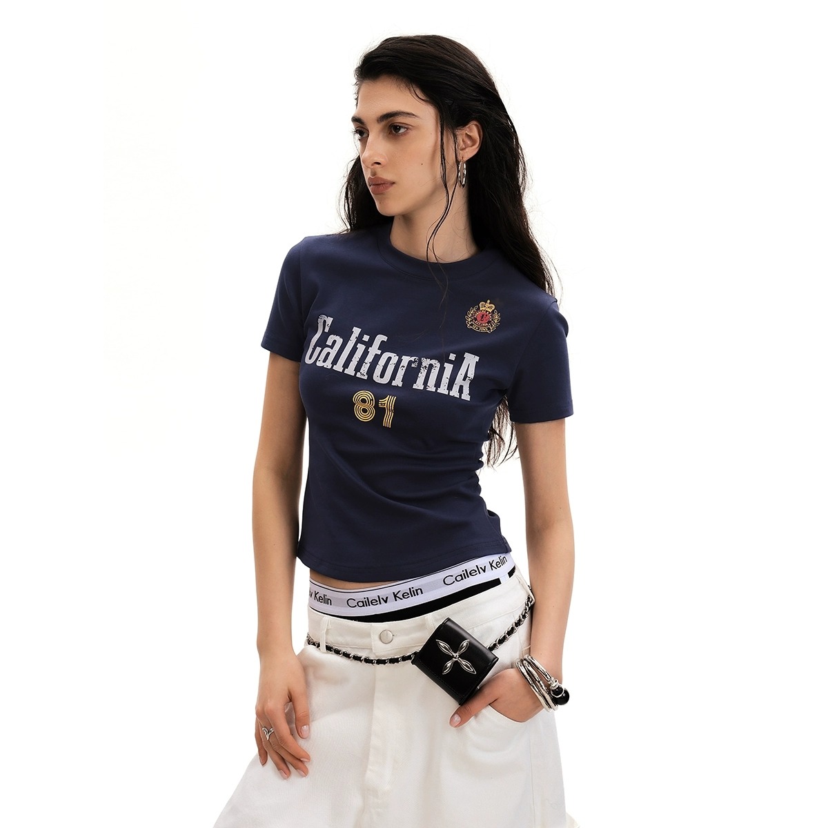 Retro Blokette Jersey T-Shirt for Women Slim Fit American Sporty Short Sleeve Top
