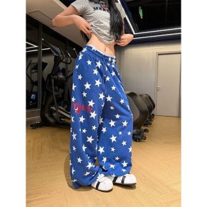 Harajuku Star Casual Pants for Women 2026 Autumn Simple Artistic Style