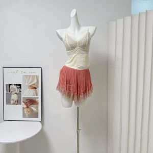 Woppei Lace Pleated Shorts Summer New Pure Desire Style Accordion Design Pants