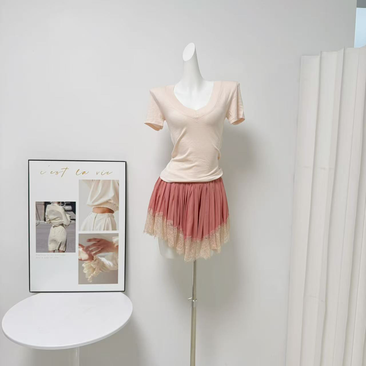 Woppei Lace Pleated Shorts Summer New Pure Desire Style Accordion Design Pants - Image 2