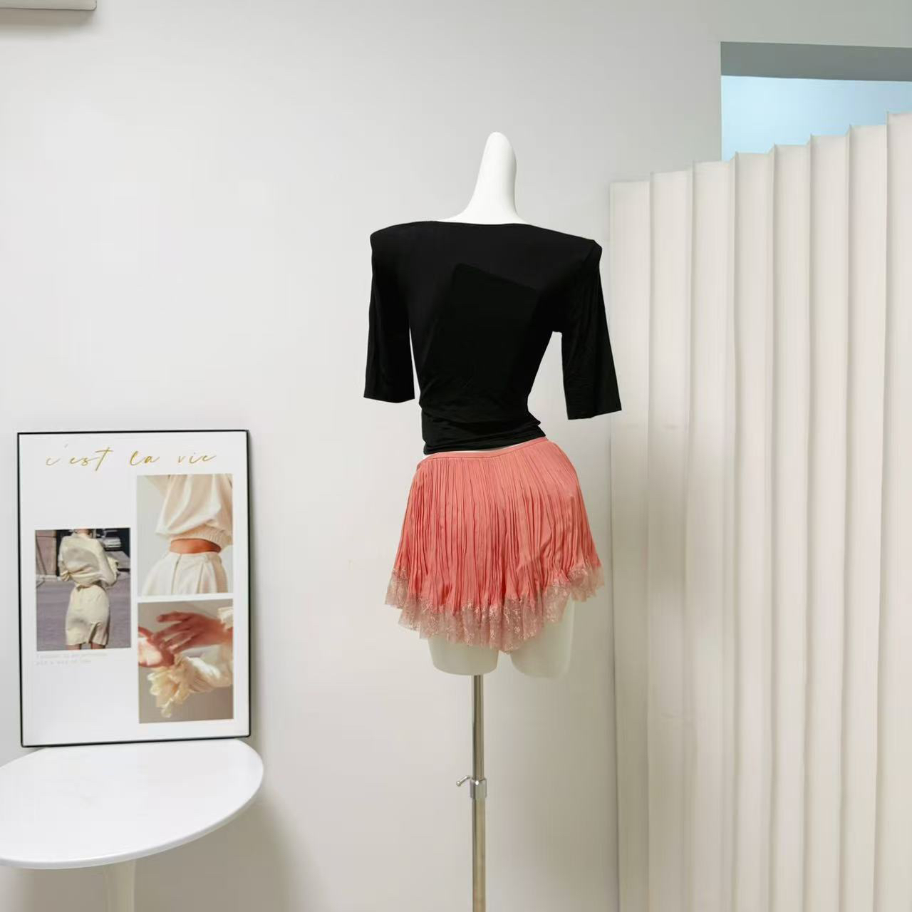 Woppei Lace Pleated Shorts Summer New Pure Desire Style Accordion Design Pants - Image 5