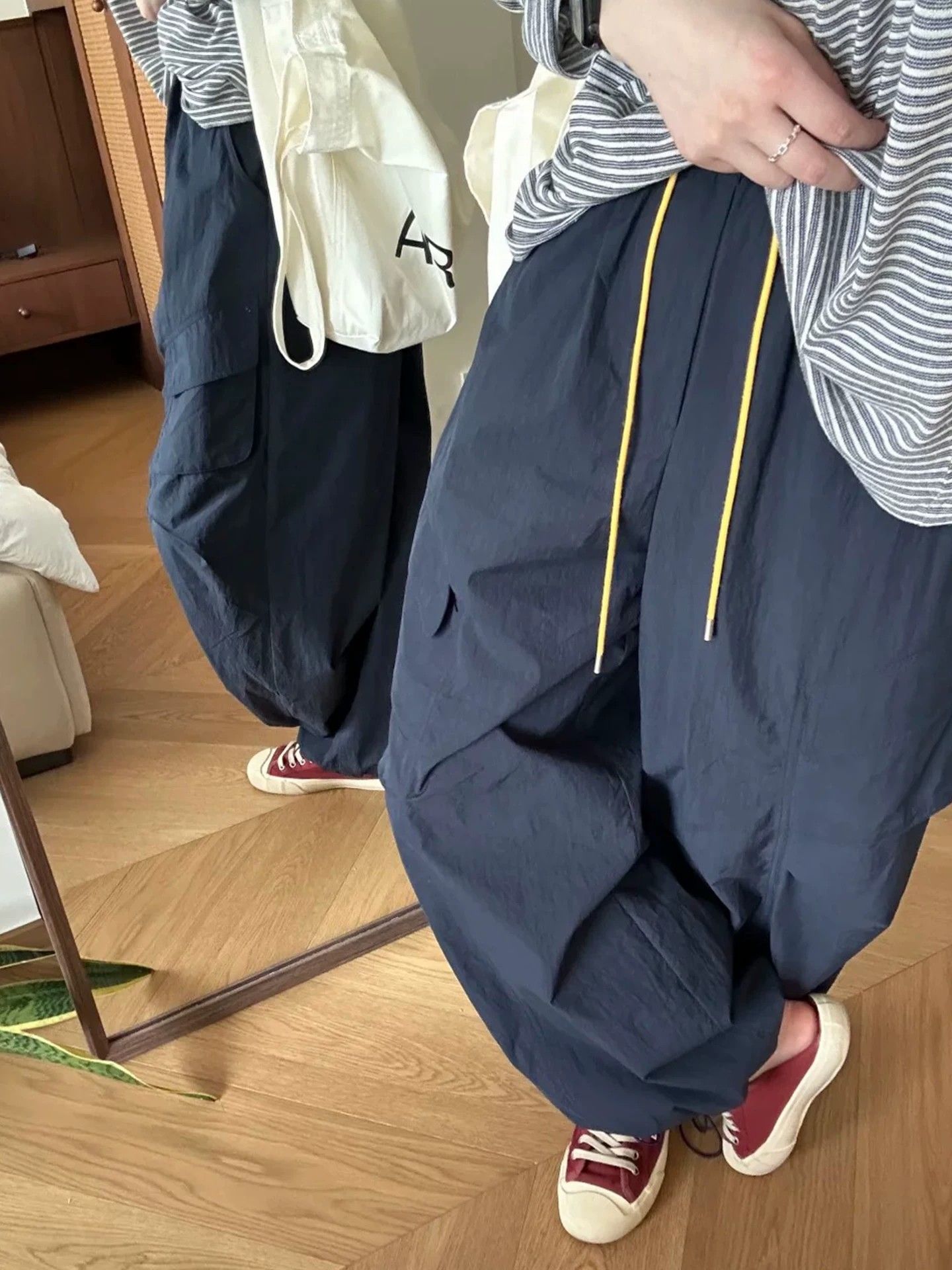 Women's Navy Cargo Pants Quick-Dry Wide Leg Casual Pants Plus Size - Image 2