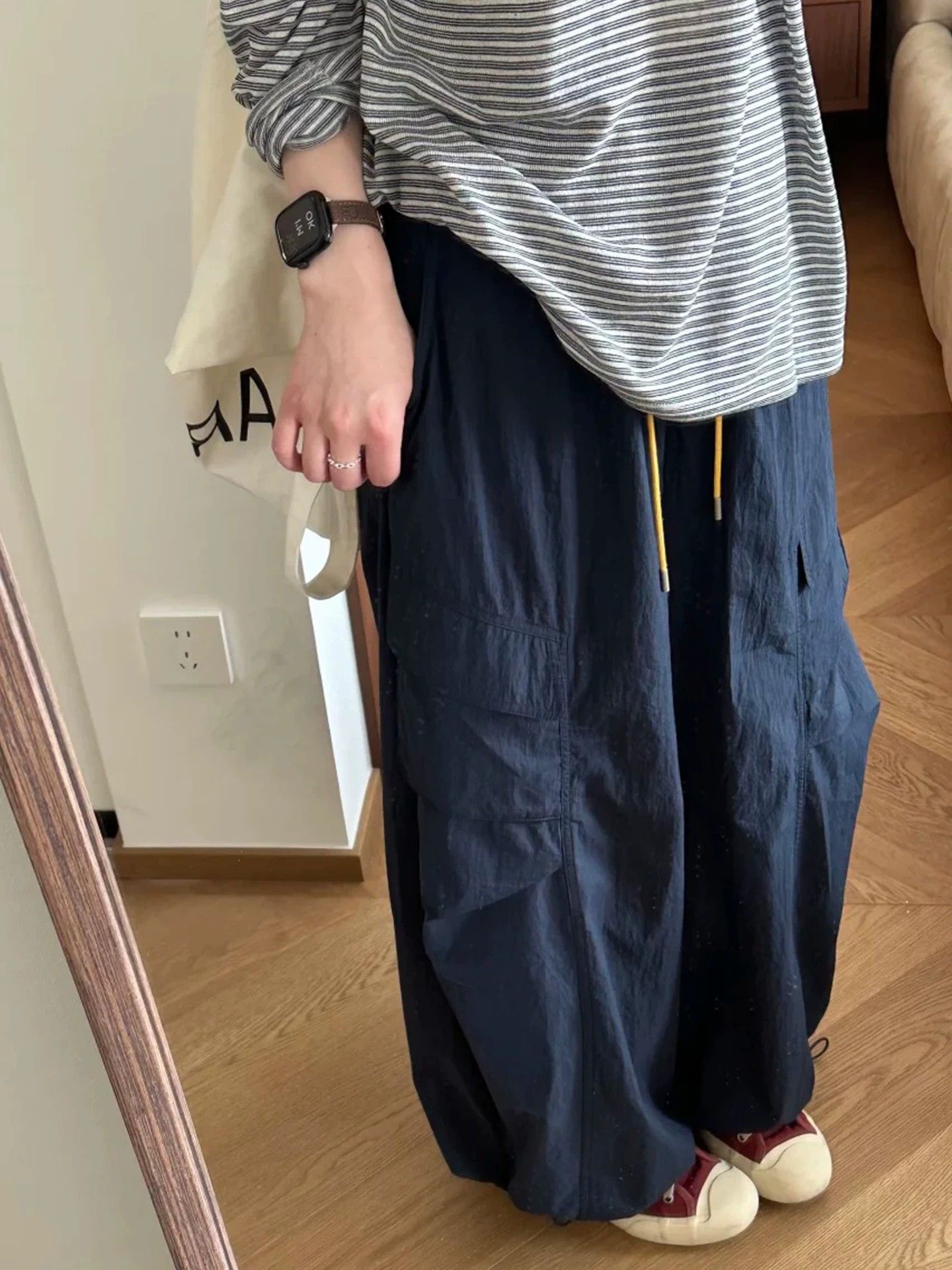 Women's Navy Cargo Pants Quick-Dry Wide Leg Casual Pants Plus Size - Image 3